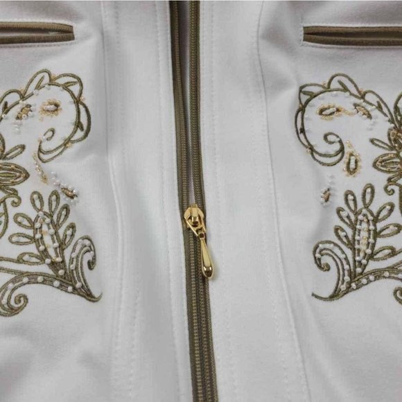 Draper's & Damon's Womens Jacket White Beige Embro - Picture 7 of 7